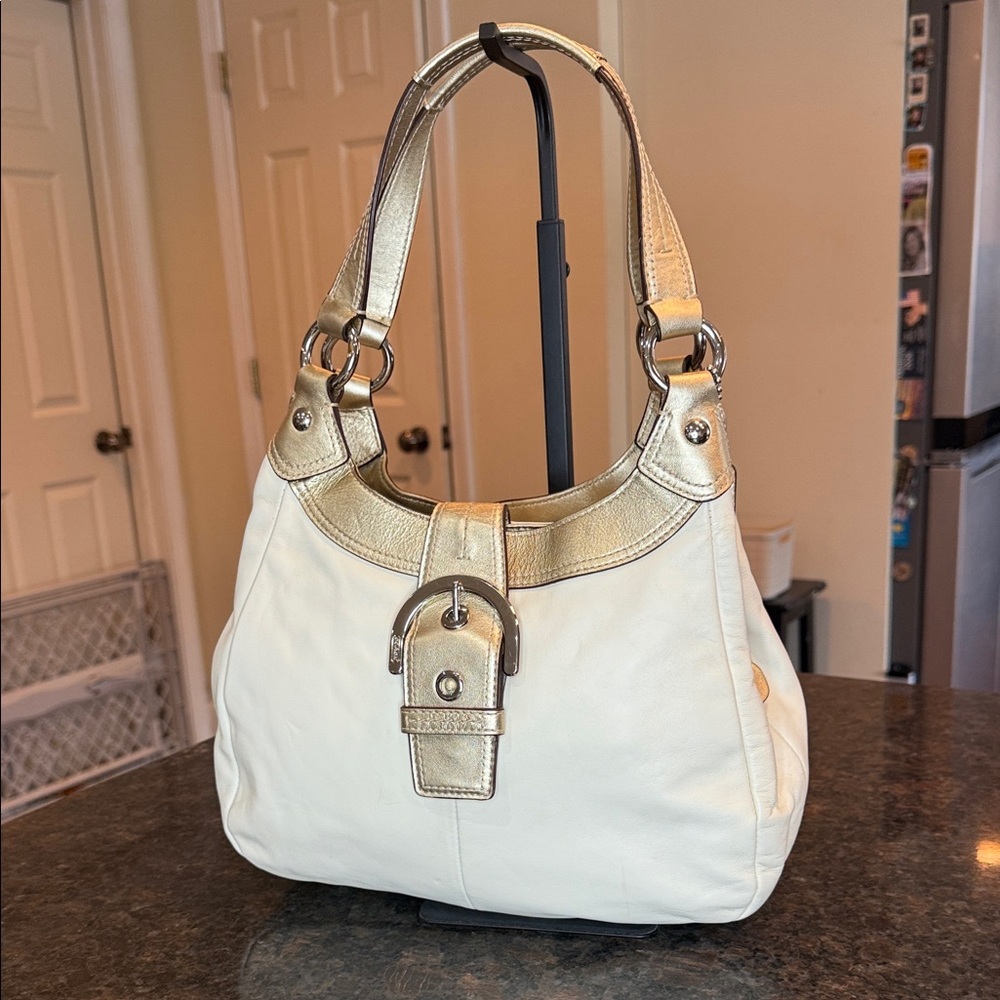 Coach Y2K SoHo Buckle Cream and Gold Hobo Bag-NWT